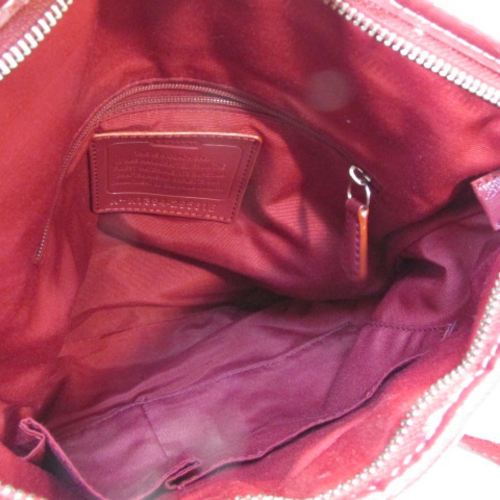 Coach Tan with Burgundy Red Stripe Shoulder Bag - Picture 5 of 6